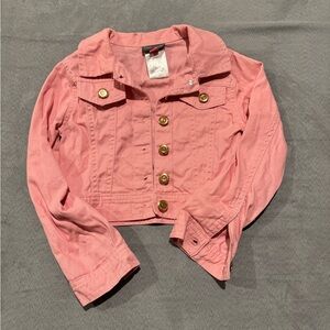 Vince Camuto Little Girls Blush Pink Denim Jacket Size 5T 100% Cotton- EUC